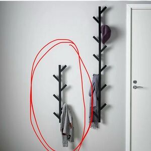 One IKEA TJUSIG hanger coat rack black solid wood, NIB